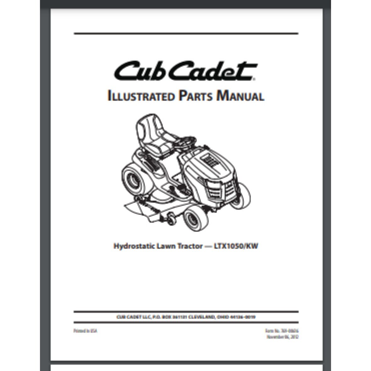 Cub Cadet LTX 1050 Illustrated Parts List Manual 60 Pages Year 2012 Etsy