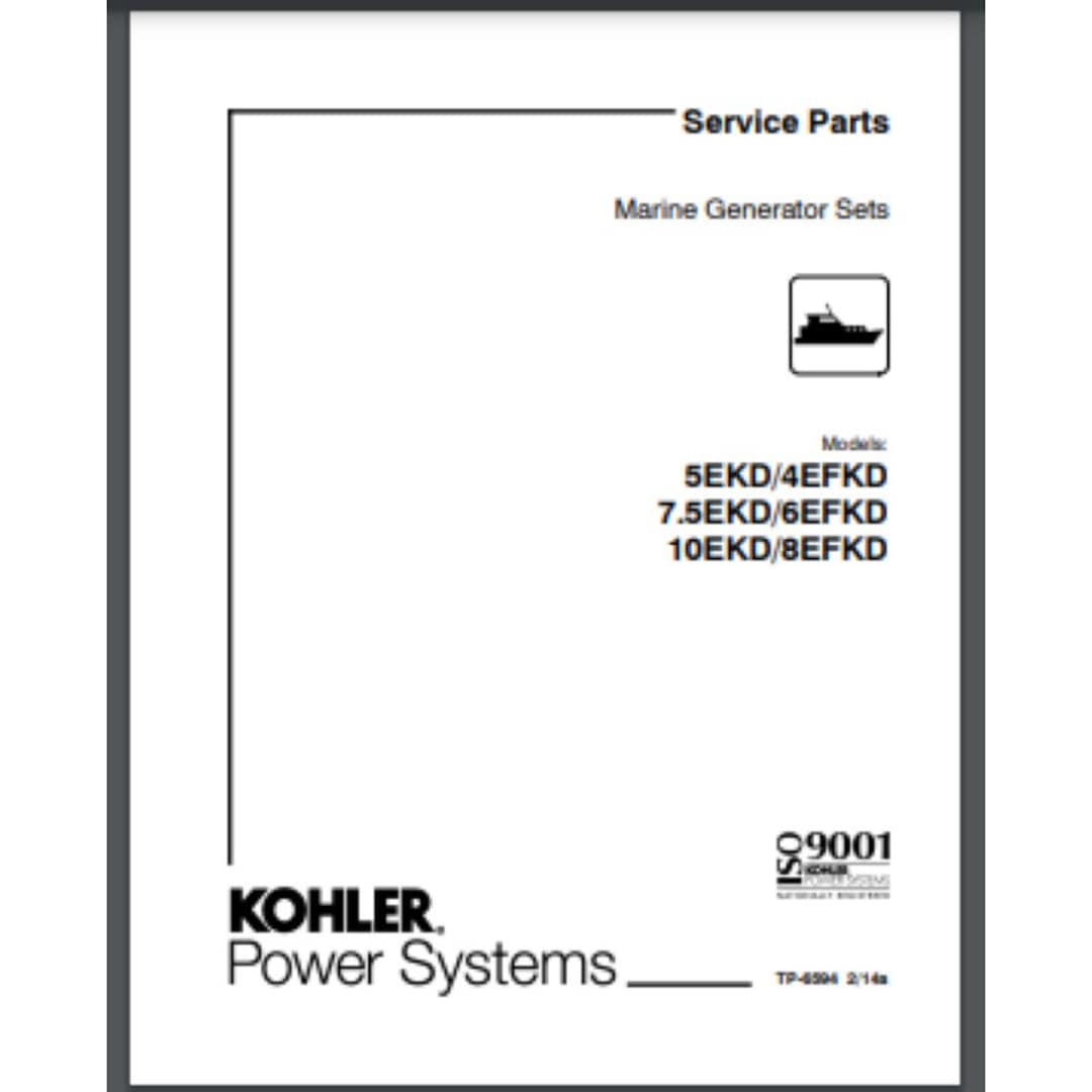 Kohler 5ekdlow CO Marine Generator Service Parts Manual 44 Pages 2013