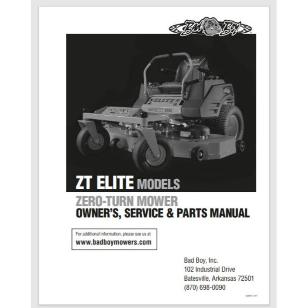 Bad Boy ZT Elite Mower Owner Parts Manual 48 Pages Model Year 2014 Etsy Canada