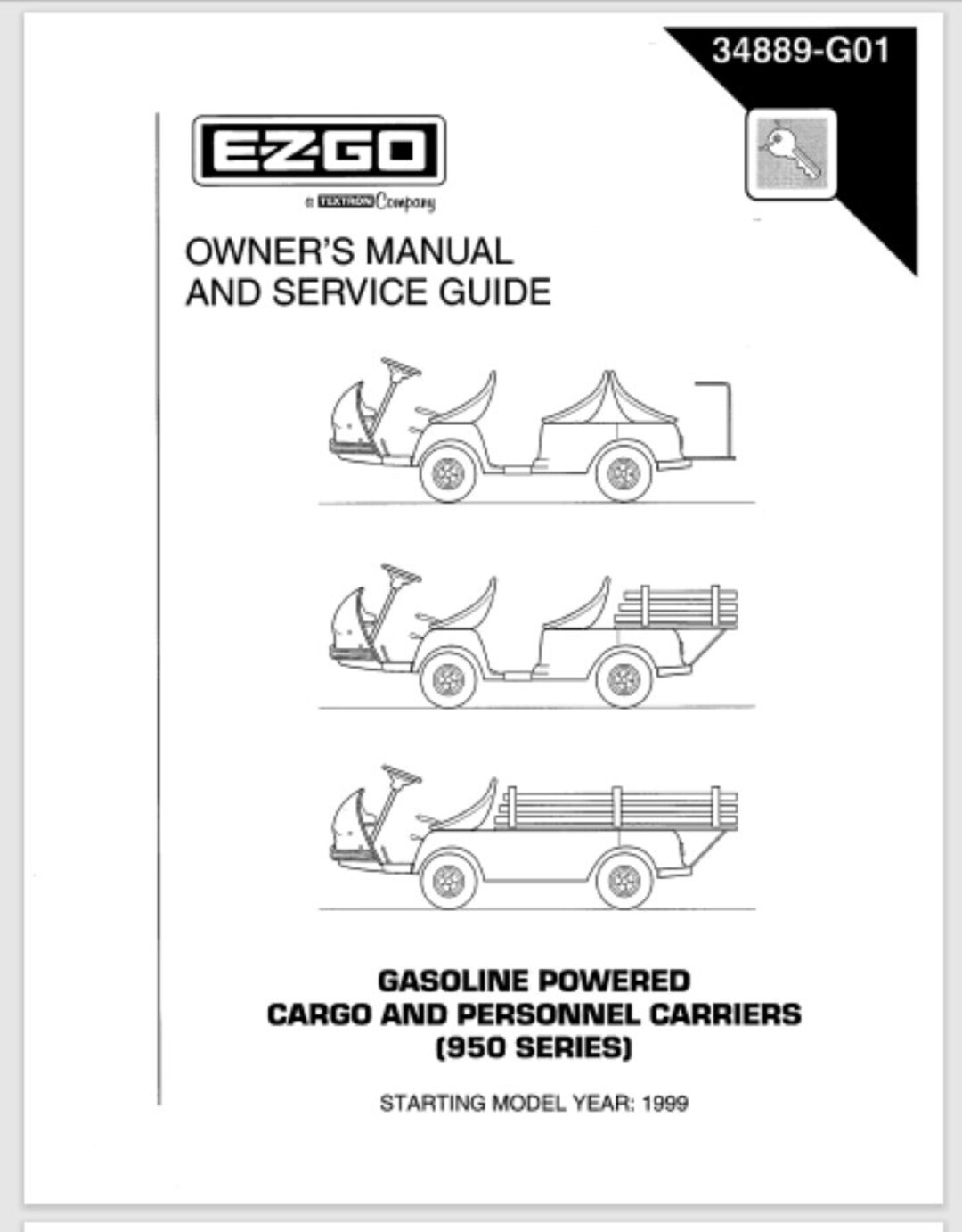 E Z GO EZGO Gas Cargo Personnel Carriers 950 Series Owner Service