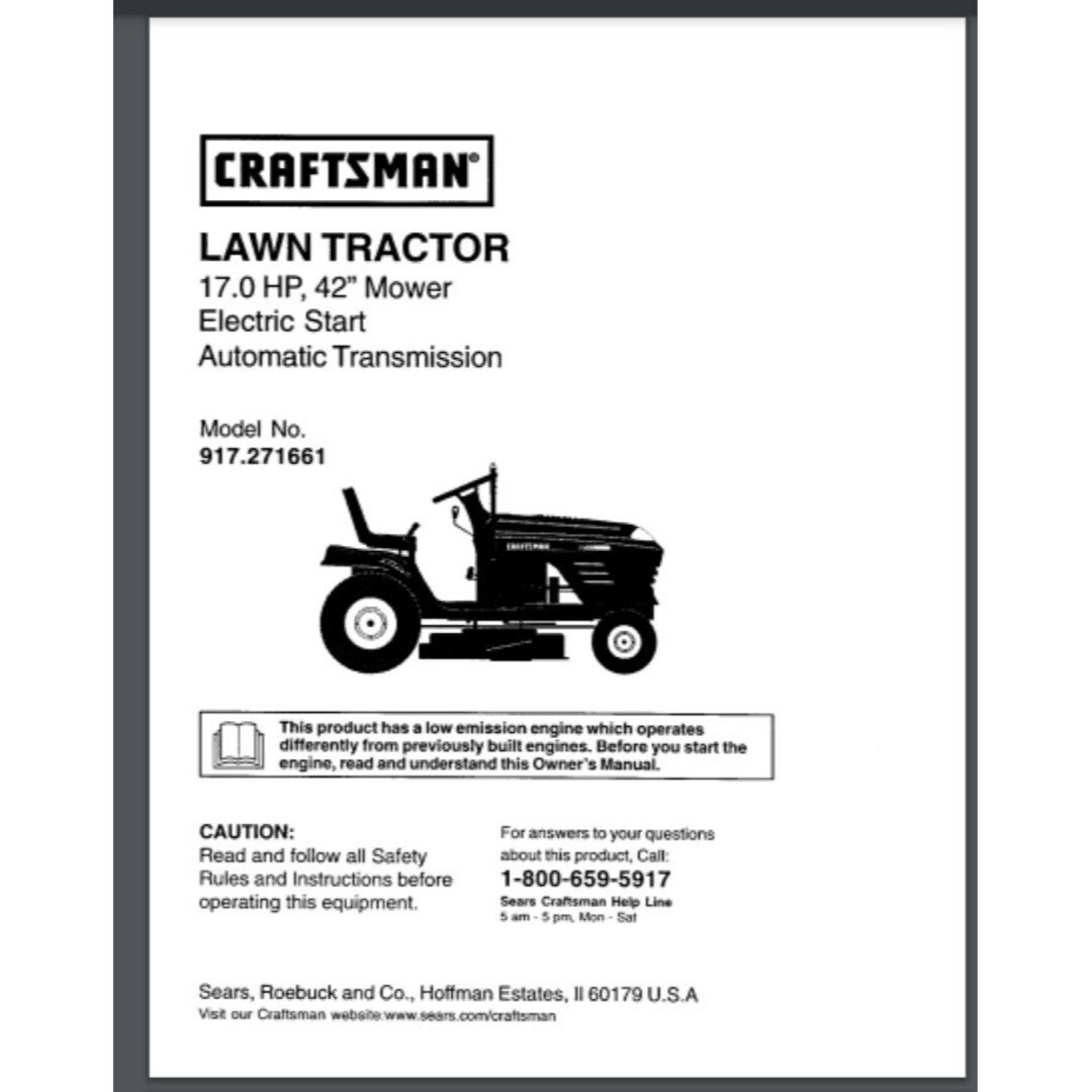 Craftsman 917.271661 User Manual LAWN TRACTOR Owner Parts Manual 60 ...