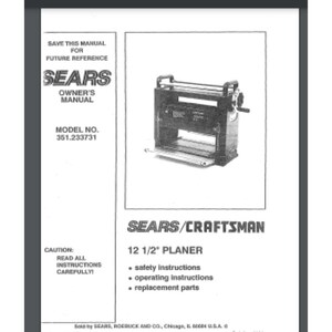 Sears Craftsman Planer 351.233731 Manual del propietario 16 páginas año 1991