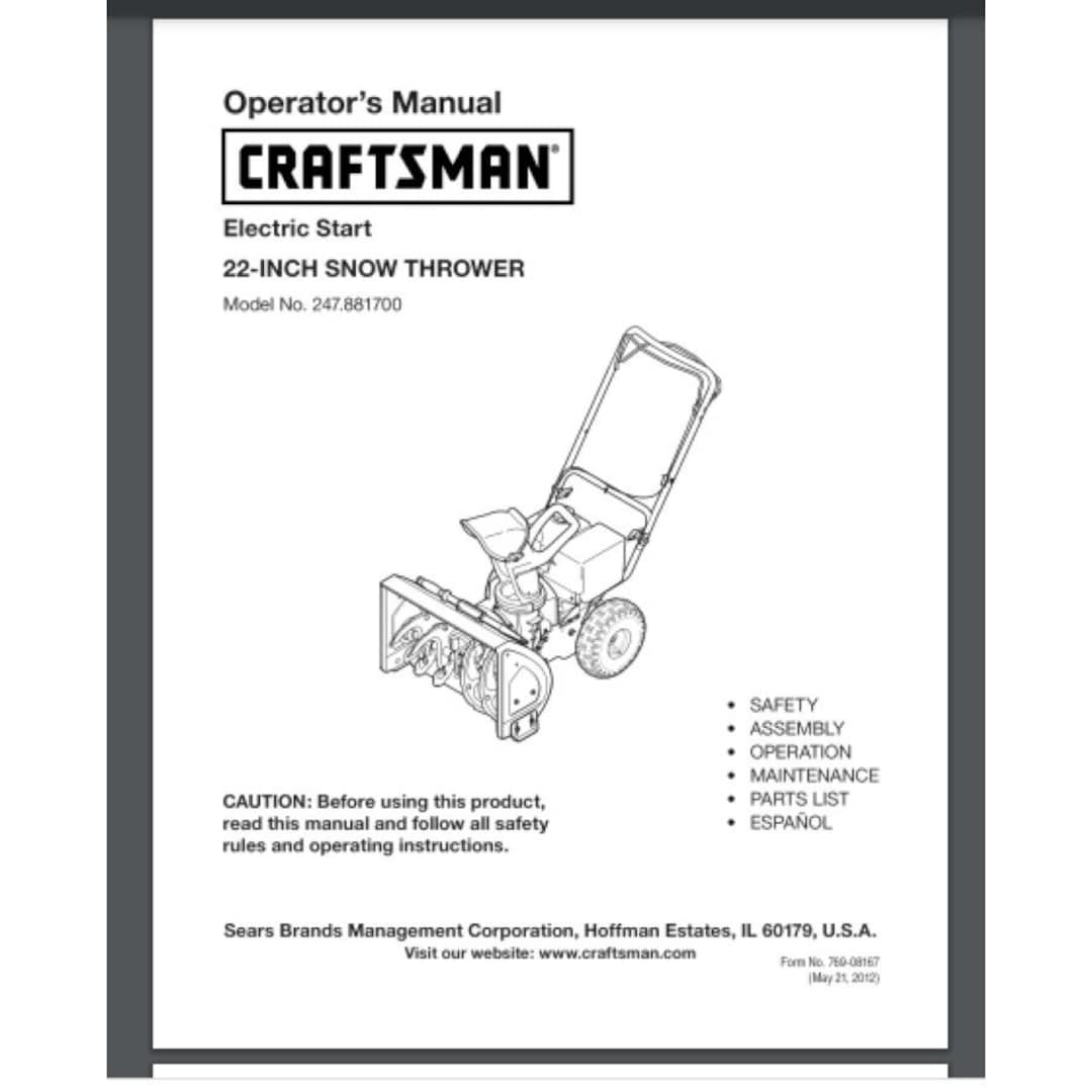 2012 Craftsman Snow Blower Owner and Parts Manual 68 Pages for Model ...