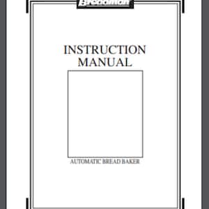 May include: Black and white instruction manual for a Breadman automatic bread baker. The cover features the Breadman logo and the title "INSTRUCTION MANUAL" in bold, sans-serif font.