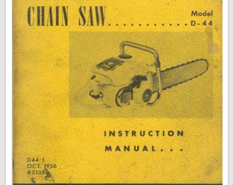 McCulloch Direct Drive Model D-44 D44 D 44 Chainsaw Instruction Manual 34 pages PDF Instant download, Printable after download