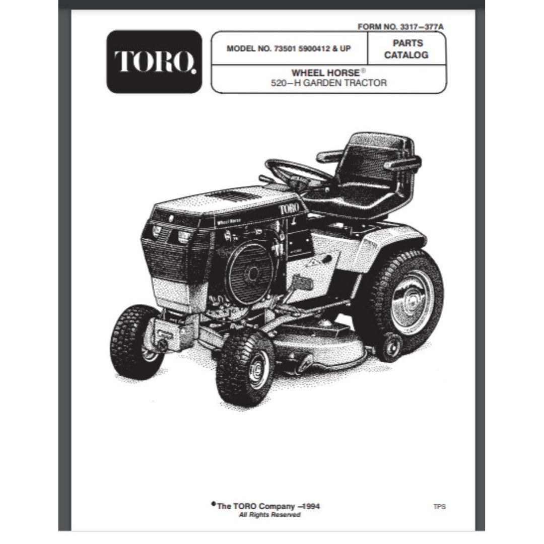 1994 Wheel Horse 520H Garden Tractor Parts Catalog 56 Pages Comb Bound