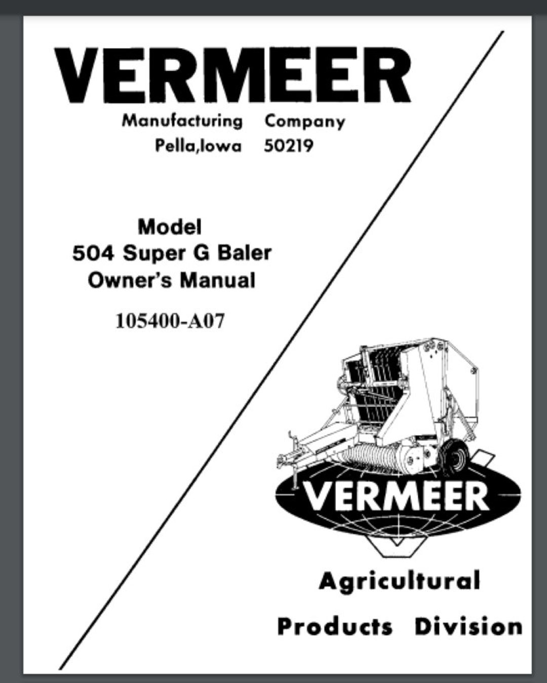 Baler Checklist.pdf Vermeer 504 Super G Hay Baler Owner's Manual Parts List 1980/81 84 ...
