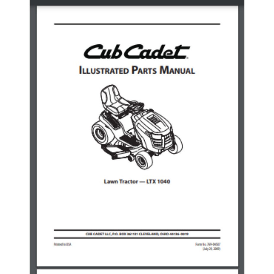 Cub Cadet LTX 1040 Illustrated Parts Manual 48 Pages Year 2009 Comb