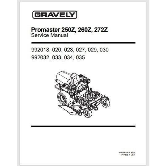 Gravely Promaster 250Z, 260Z, 272Z Mower Service Manual 44 Pages