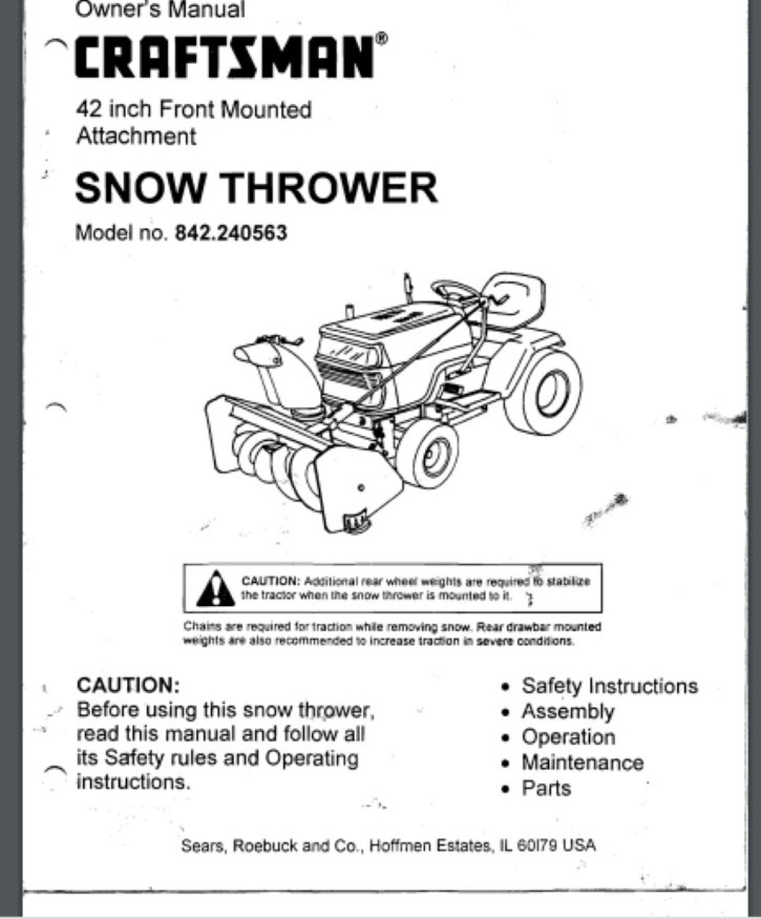 Sears Craftsman Service Manuals