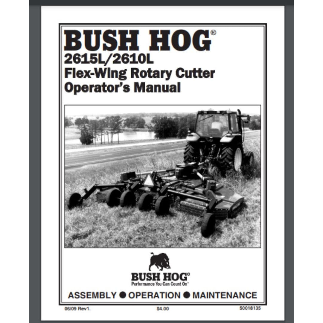 Bush Hog 2615L 2610L Cutter Mower Owner Manual 2009 Comb Bound Gloss