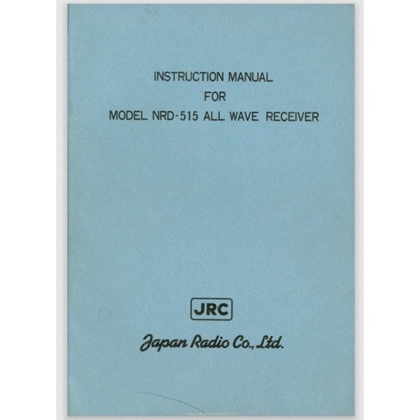 JRC NRD-555 Instruction Manual - Gloss protectors, Cardstock covers, comb bound