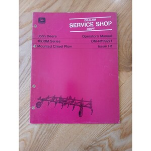 John Deere 1600M Series 1618M Mtd Chisel Plow Owner Operator Manual OMN159271