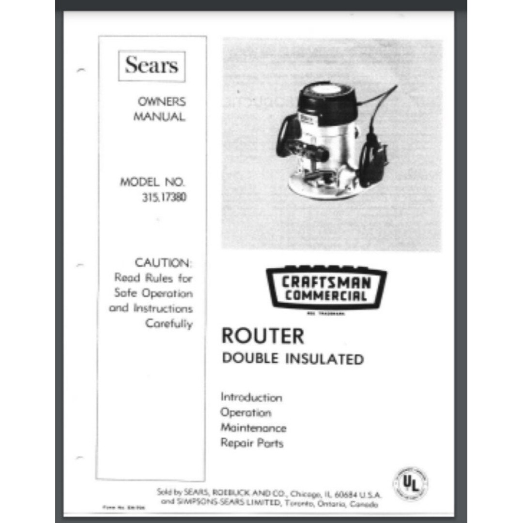 Craftsman 32765 Pin Router Attachment Owner Manual for Radial Arm Saw