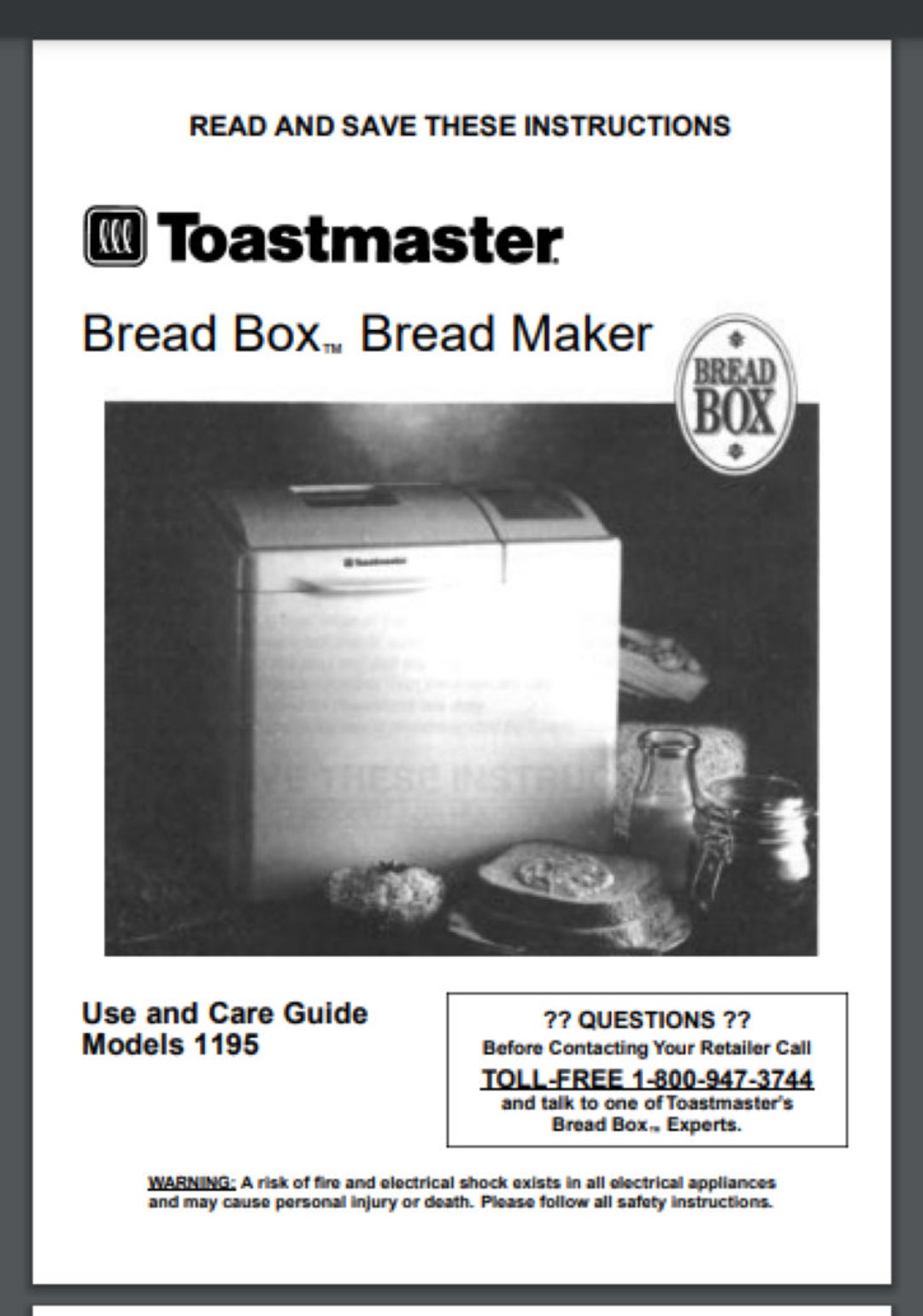 Toastmaster 1195 Bread Box Bread Maker Machine Use and Care Manual 31