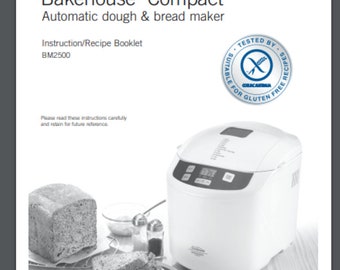 Sunbeam BM2500 Bakehouse Bread Maker Machine Owner Recipe 60 pages