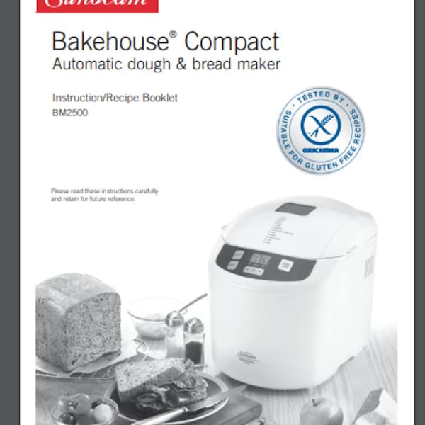 Sunbeam BM2500 Bakehouse Bread Maker Machine Owner Recipe 60 pages