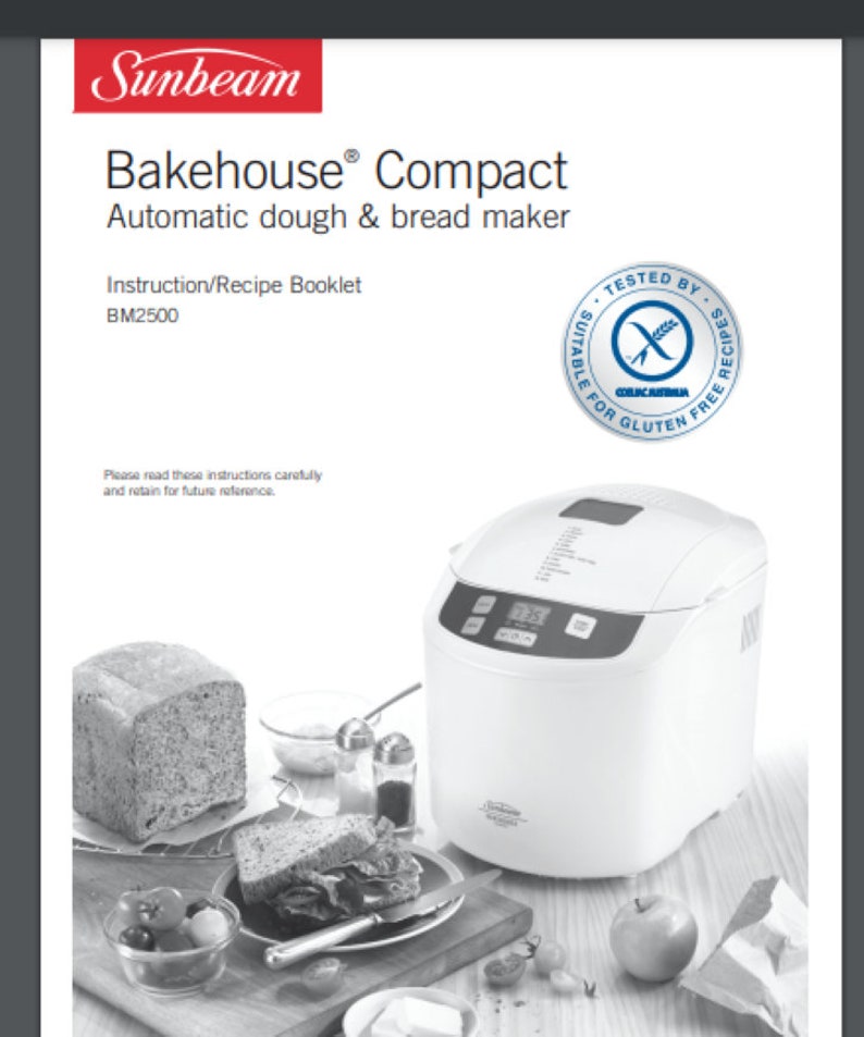 Sunbeam BM2500 Bakehouse Bread Maker Machine Owner Recipe 60 Pages Etsy