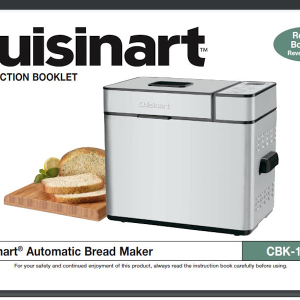Cuisinart Automatic Bread Maker CBK-100 Instruction manual 12 pgs +  38 page recipe book