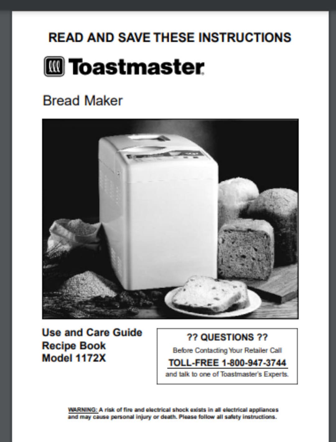 Toastmaster 1172X Bread Dough Maker Owner & Recipe Manual 64 Pages - Etsy