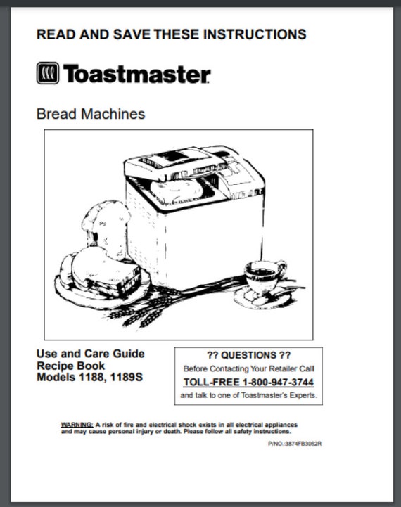 Toastmaster Bread and Butter Maker 1188 1189s Owner Recipe Manual 63 Pages  