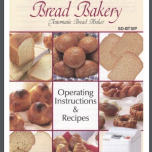 Panasonic Bread Maker Machine SD-BT10P Owner Manual & Recipes 32 pages
