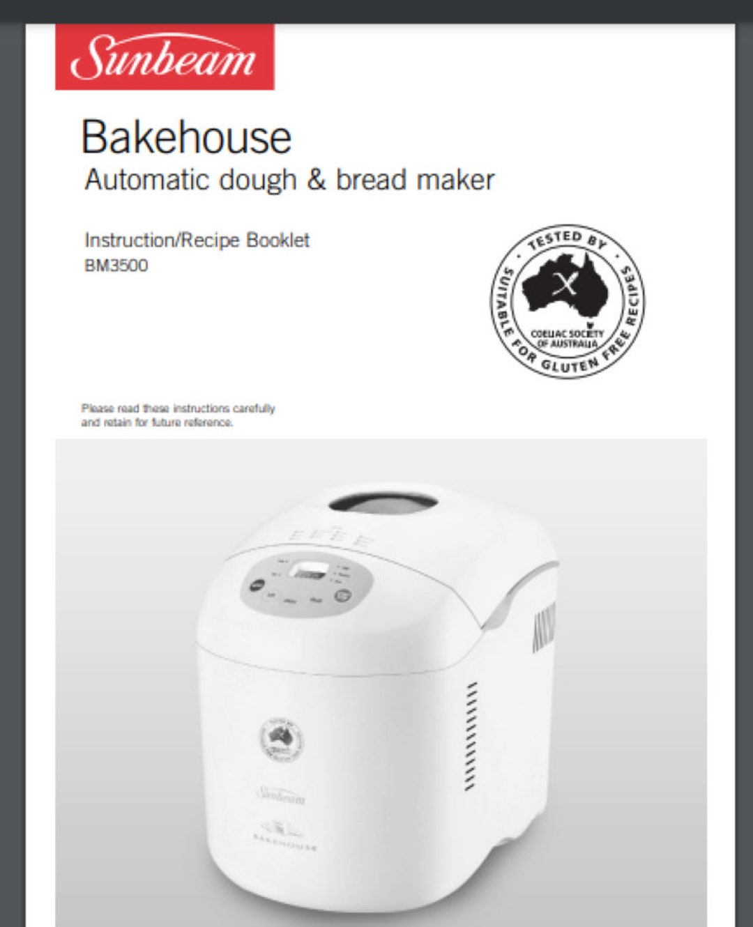 Sunbeam Bakehouse BM3500 Bread Maker Machine Instruction & Recipe Booklet 67 Pgs Etsy
