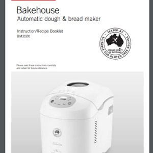 Op de afbeelding: Witte Sunbeam Bakehouse automatische deeg- en broodbakmachine met een digitaal display en een bedieningspaneel. De broodbakmachine is gecertificeerd glutenvrij door de Coeliac Society of Australia.