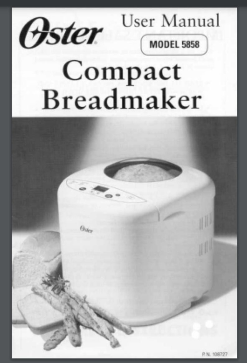 Oster 5858 Bread Maker Machine Owner & Recipe Manual 24 Pages Comb Bound - Etsy