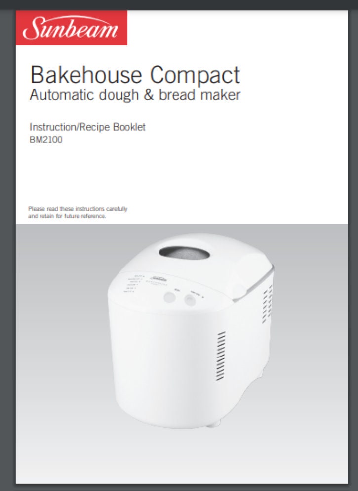 Sunbeam Bakehouse Bread Maker Bm2100 Owner Manual 43 Pages Etsy