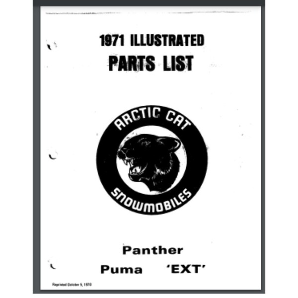 1970 Arctic Cat EXT, Puma Parts Manual 23 pages