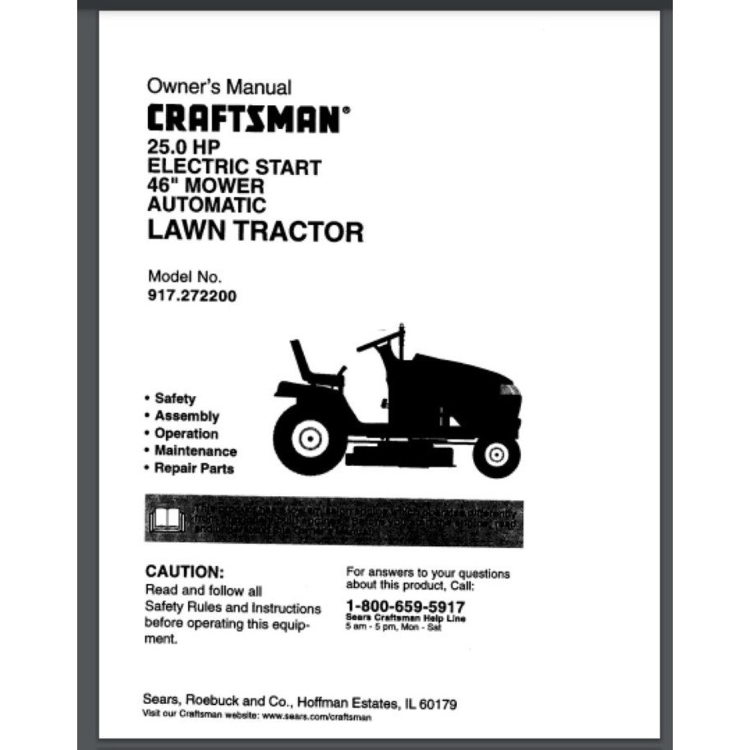 Sears Craftsman 917.272200 User Manual LAWN TRACTOR Owner Parts Manual ...