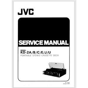 1977 Manuel d'entretien du lecteur de cassettes JVC KD-2A 35pg. Papier cartonné à couvertures brillantes à reliure peigne
