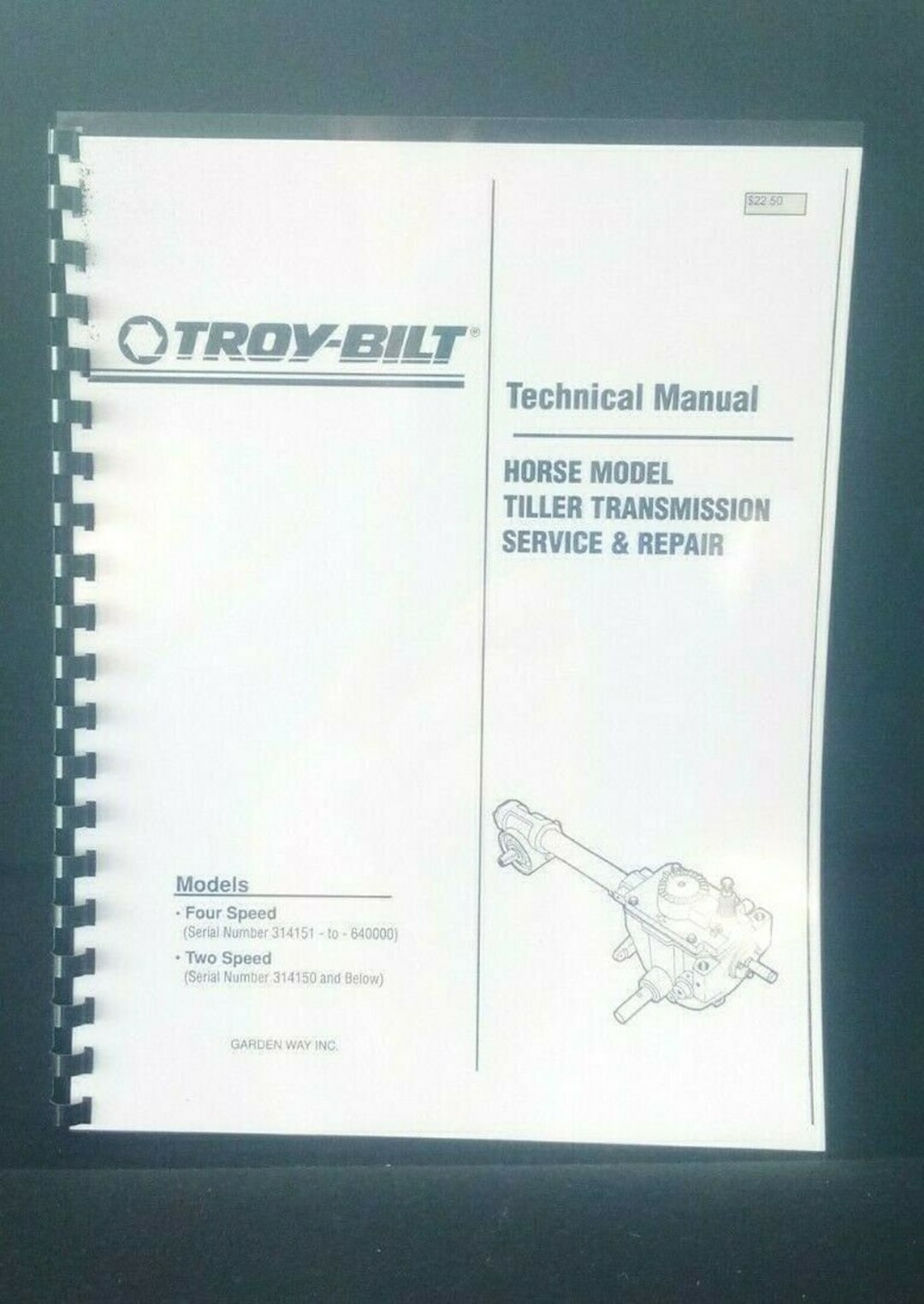 Troy-Bilt Tiller Transmission Service Manual 