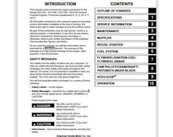 Manual de servicio del motor Honda Gcv 135, 160, 190 y Gsv190 173 páginas
