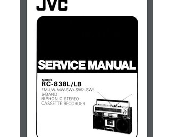 JVC RC-838L/LB Service manual 49 pg. Comb Bound Gloss Covers 1978