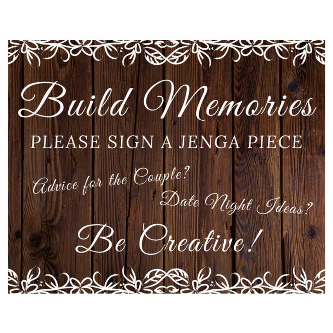 Build Memories Jenga Rustic Sign Bridal Shower Wedding Etsy