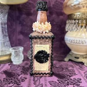 Jack Daniel’s Wine Bottle, Hand Painted Wine Bottle with Flowers, Decorative Liquor Bottle, Gift for Him, Beautiful Wine Bottle
