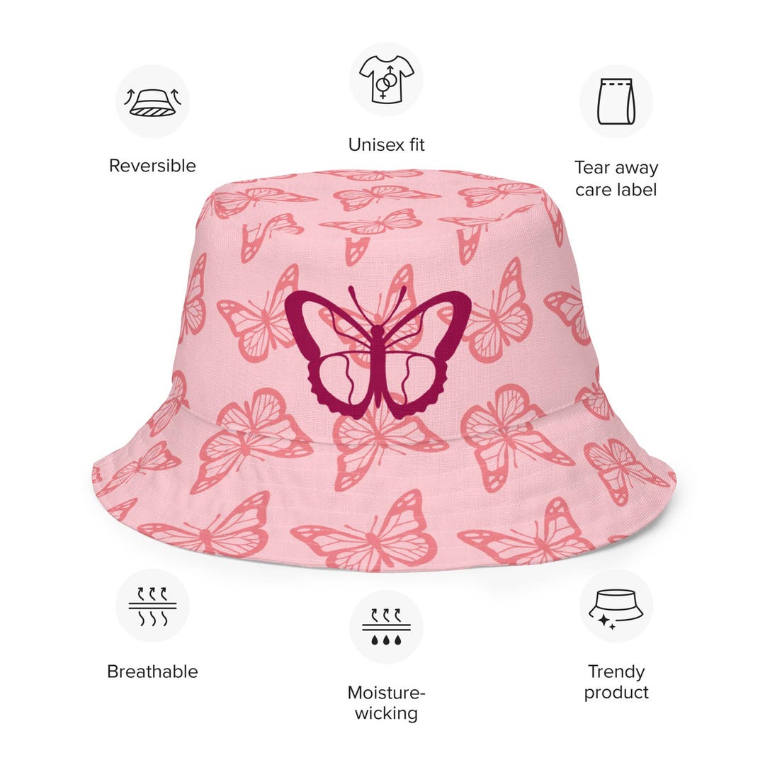 reversible-bucket-hat-pink-butterfly-etsy