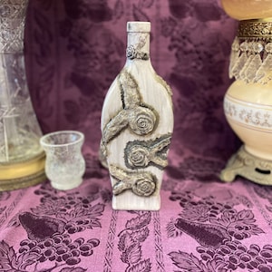 Hand Painted Pirate Wine Bottle: Repurposed Gray Glass Art