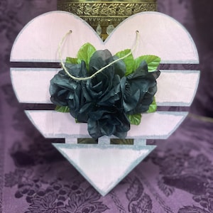 Wooden Heart Wall Hanging, Hand Painted Wall Hanging, Floral Wall Decor, Handcrafted Art Piece, Romantic Wall Art