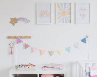 Pastel Rainbow Sparkle Bunting | Pastel Bunting | Spring Bunting | Pastel Nursery Decor | Pastel Birthday Decorations