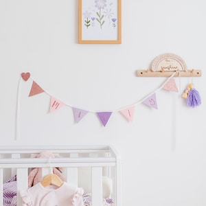 Pink and Lilac Bunting | Personalised Bunting | Girl Name Sign | Princess Bedroom | Girls Bedroom Bunting