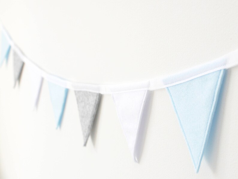 Blue and Grey Bunting Felt Bunting Boys Birthday Childrens Party Decorations Baby Boy Nursery Decor Kids Bedroom Birthday Party