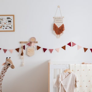 Ruby & Neutral Boho Bunting | Berry Girl's Nursery Decor | Boho Nursery Wall Hanging | Neutral Nursery