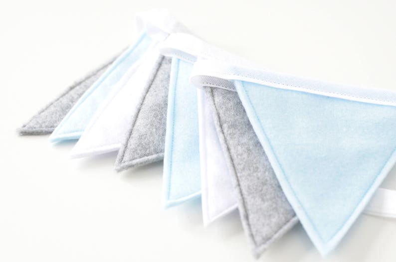 Blue and Grey Bunting Felt Bunting Boys Birthday Childrens Party Decorations Baby Boy Nursery Decor Kids Bedroom Birthday Party