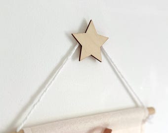 Star Wall Hooks (Pack of 2) | Nursery Hanging Pegs | Decorative Adhesive Hooks | Hooks for Nursery Decor | Kids Wall Hangers