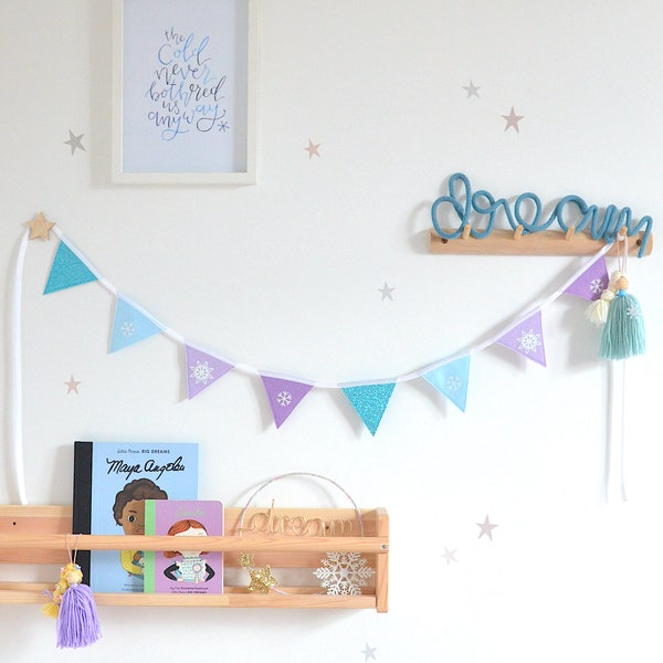 Frozen Bedroom | Lilac Snowflake Bunting | Girls Princess Bedroom | Winter Wonderland | Frozen Gift for Girls