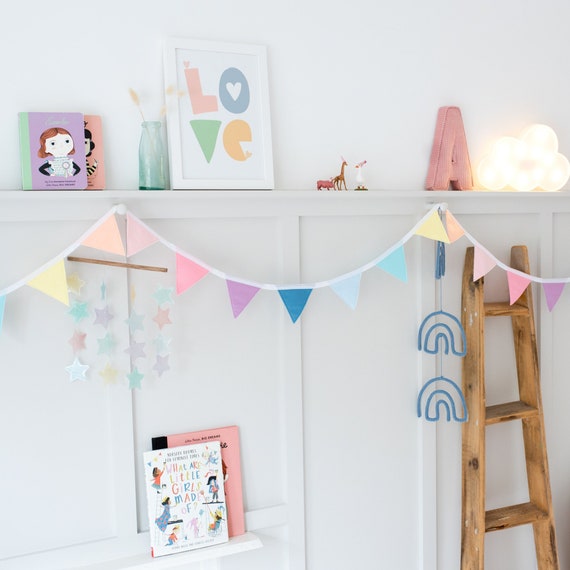 Pastel Bunting Nursery Wall Decor Pastel Rainbow Banner Girls Bedroom Decor Pastel  Rainbow Decor 