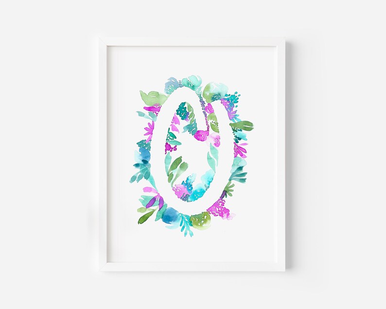 Baby Girl Nursery Floral Initial Personalized Gift Floral Nursery Decor Watercolor letter art Watercolor Monogram Letter Art